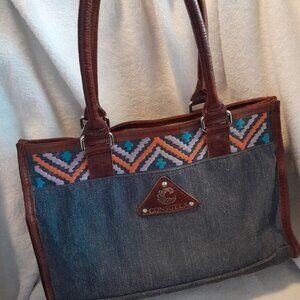 Consuela , Vintage Denim Embroidered Handbag